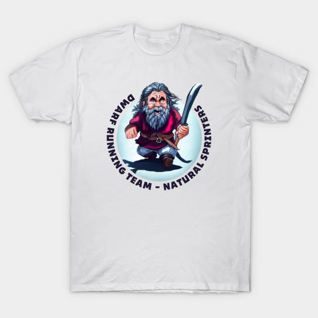 Dwarf Running Team - Natural Sprinters II - White - Fantasy Funny Running T-Shirt by Fenay-Designs